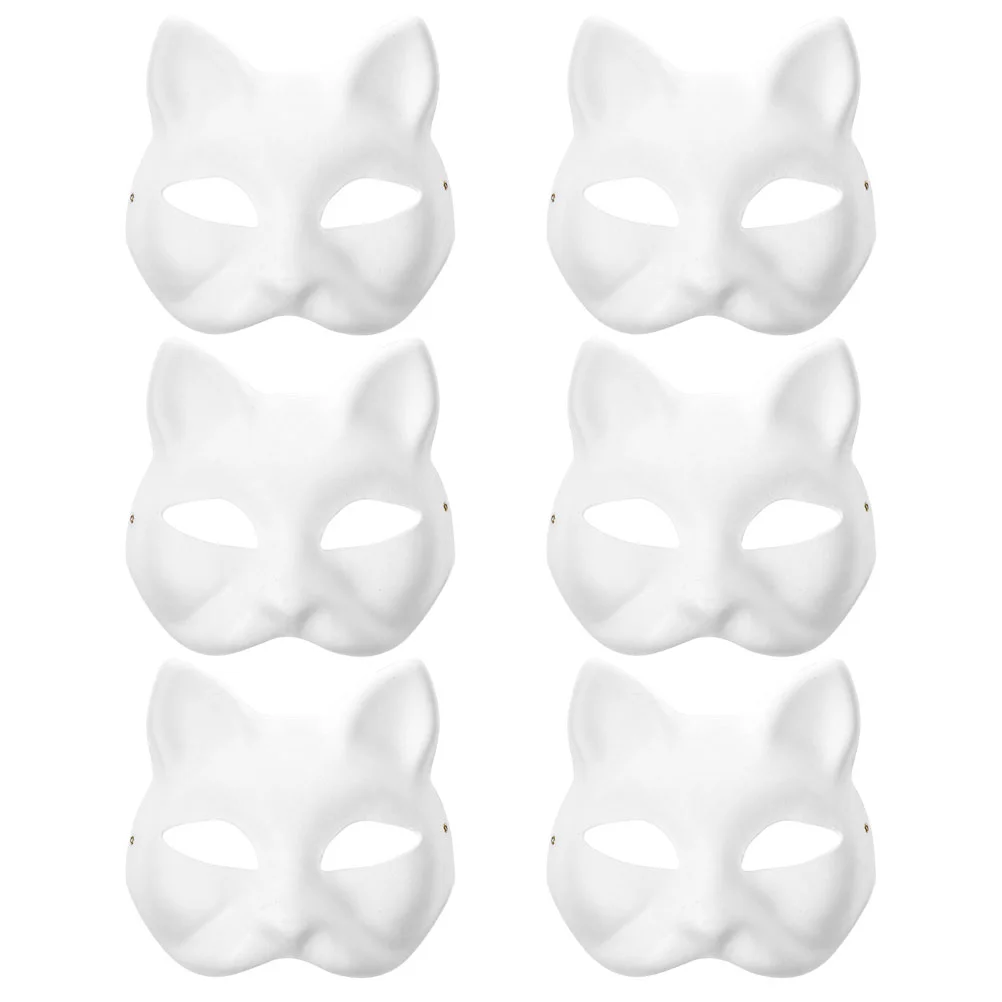 

6pcs DIY Cat Masks Party Paper Masks Painting Blank Masks Paper Masks Party Mask