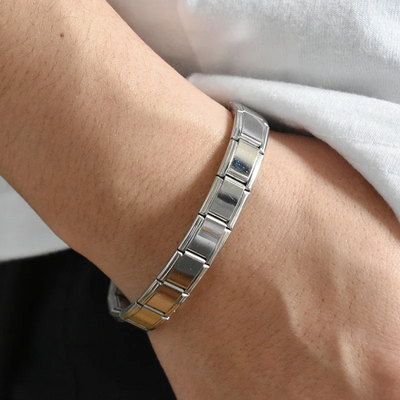 Модный браслет из нержавеющей стали итальянский эластичный браслет-подвеска