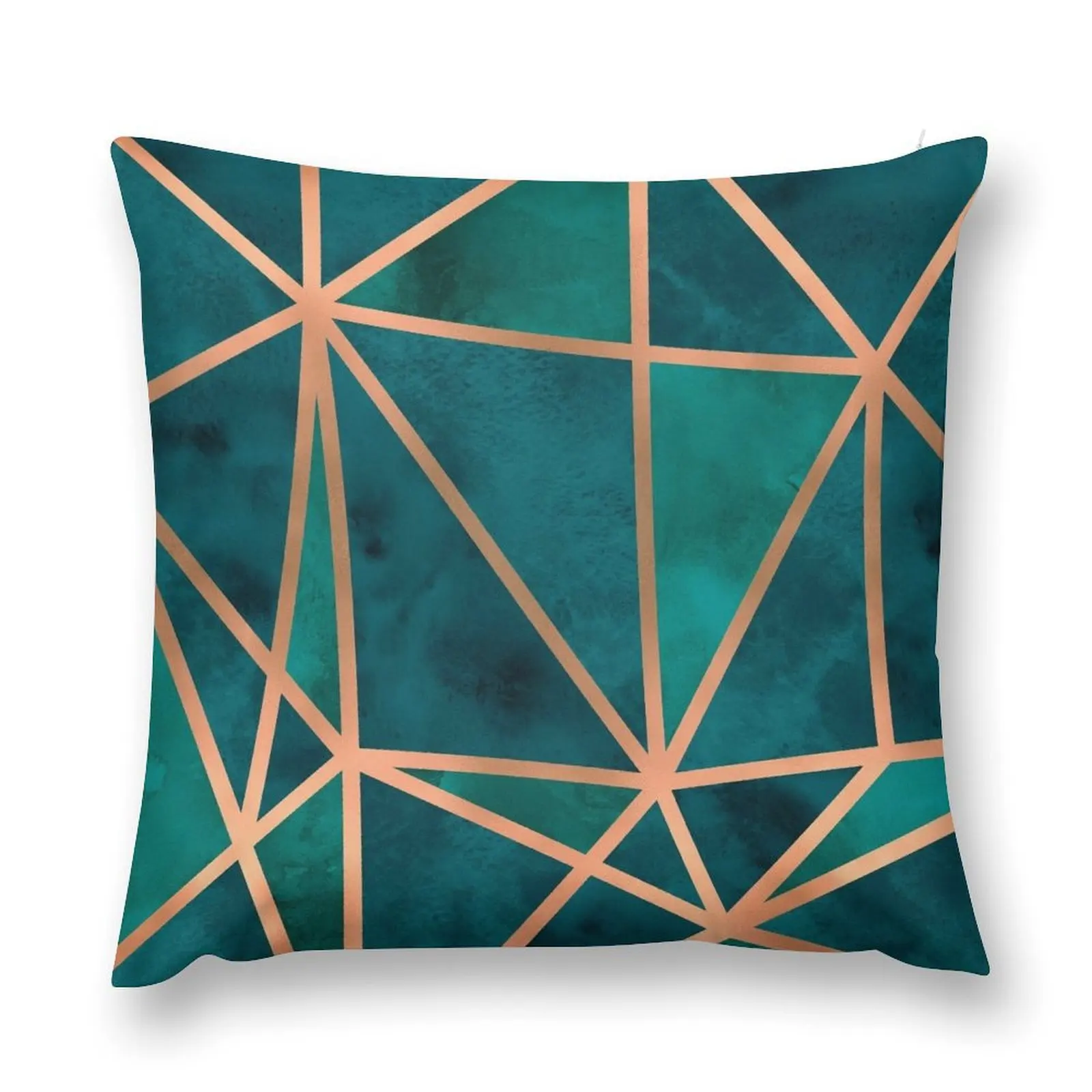 Медная и изумрудная Подушка геометрического дизайна декоративная подушка