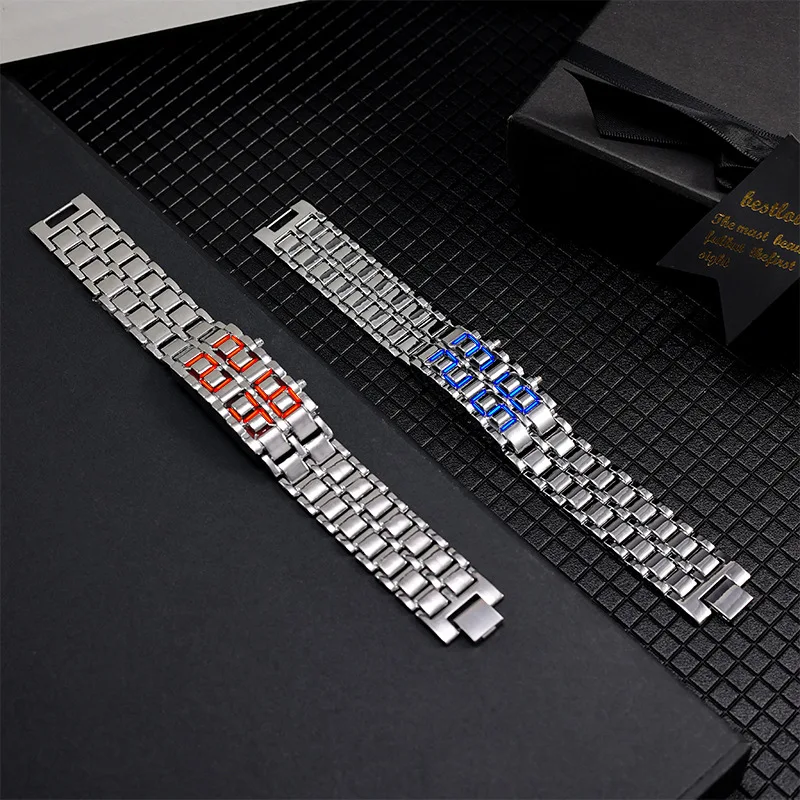 Модные Черные Цифровые Наручные Часы Из Нержавеющей Стали Мужские Спортивные