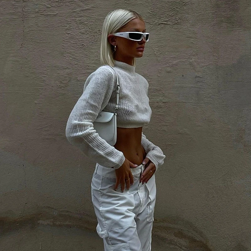 

Женская трикотажная футболка с круглым вырезом и длинным рукавом