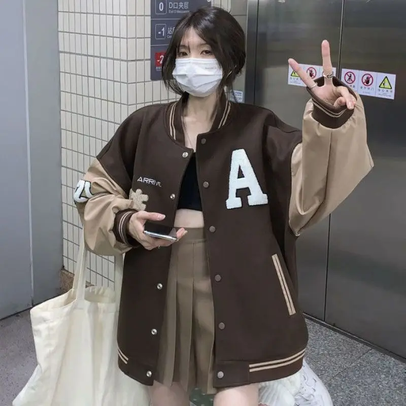 

Vintage Bomber Jackets Women's Clothing Hip Hop Harajuku Letter Varsity Baseball Jacket Female College Uniform Coats Streetwear