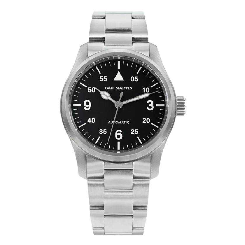 

San Martin Men Automatic Watch 37mm Pilot Mechanical Wristwatch Military Sapphire 100M Waterproof BGW9 Luminous Miyota 8215