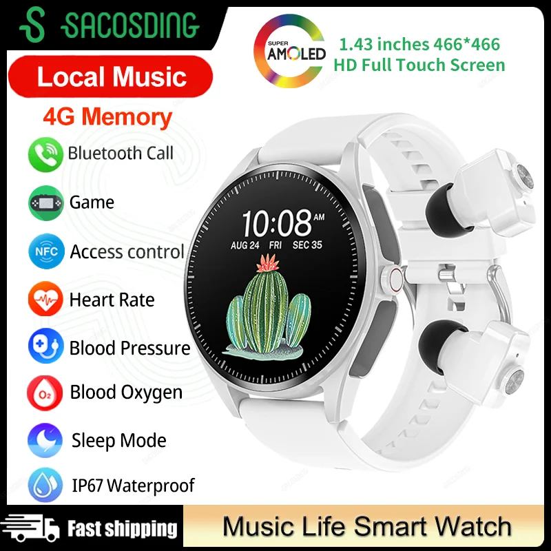 

2023 TWS Smart Watch Men Bluetooth Call Clock NFC Watches GPS Movement Track Health smartwatch Music Fitness Bracelet For Women