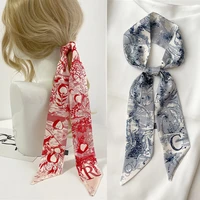 retro letter hair ribbons french elegant long headband bag strap accessories beautiful girls bow knot band lady scarf 2022