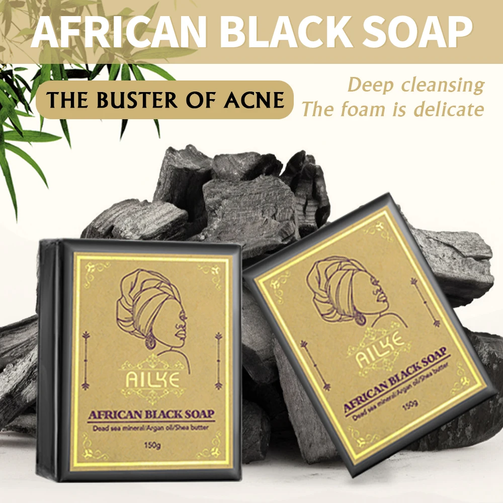 AILKE Natural Bamboo Charcoal Soap,with Shea Butter, Deep Cleansing, Non-irritation, Moisturizing, Suitable Face And Body Use