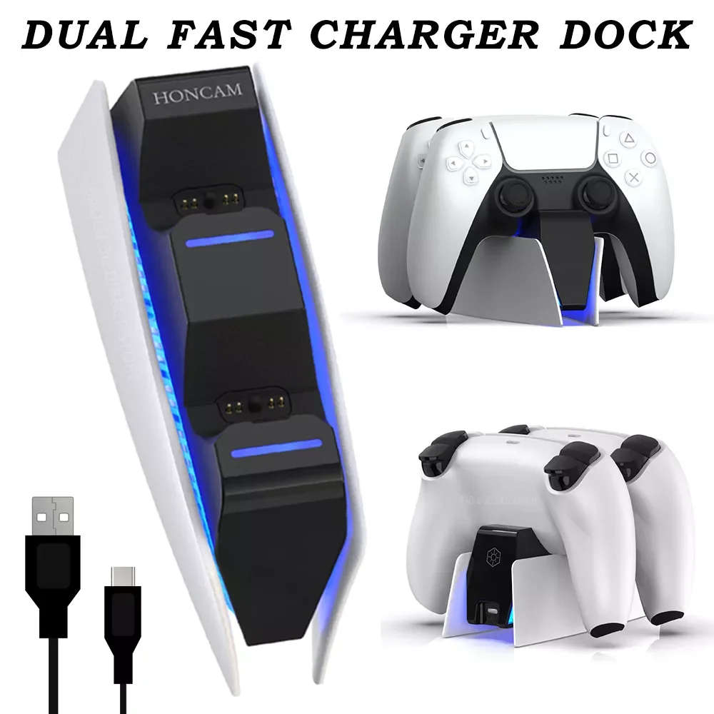 

Dual Fast Charger for PS5 Type-C DualSense Charging Station Dual Charging Dock Charger Stand Wireless Game Controller