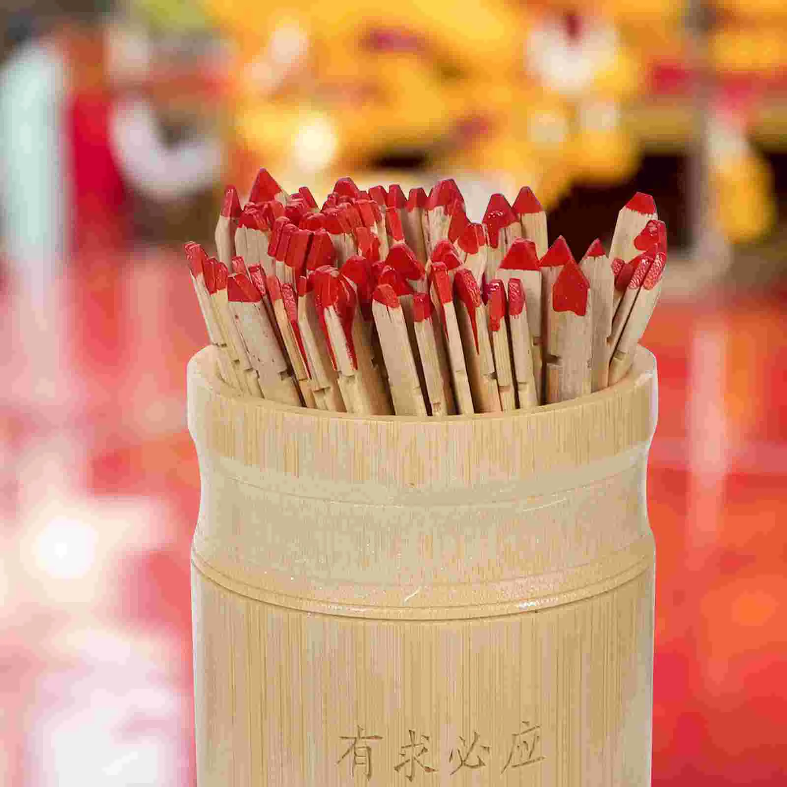 

Fortune Divination Sticks Chinese Tellingstick Prop Game Wooden Book Religious Asian Set Pot Vintage Kau Tung Chien Tellercim