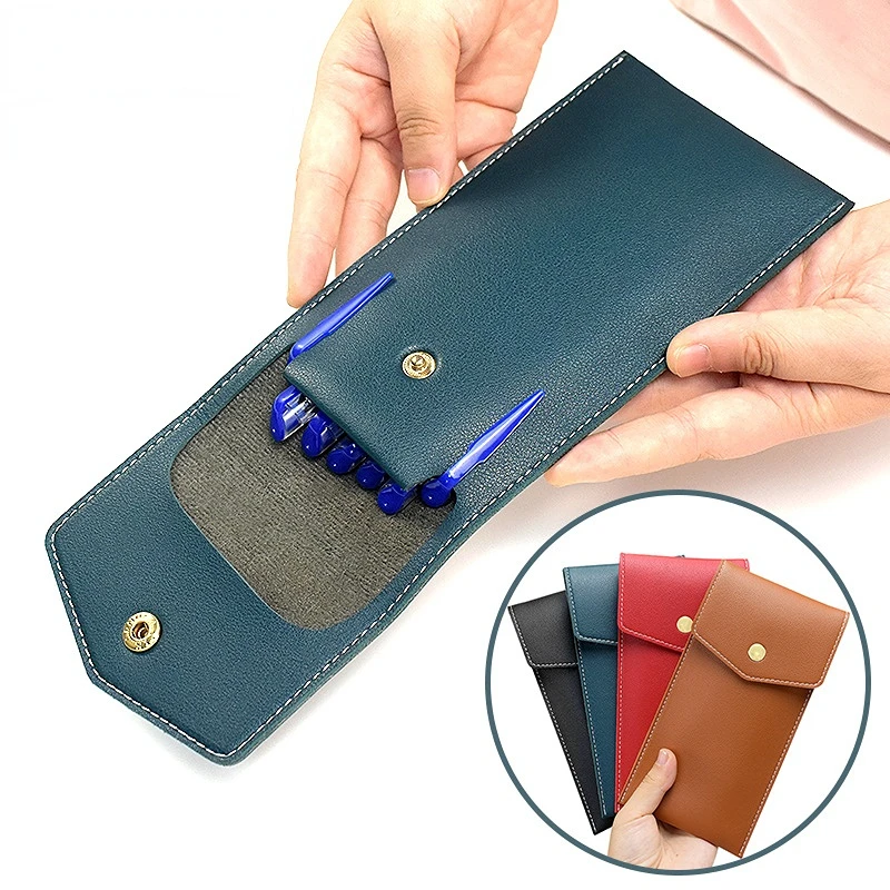 

Pretty PU Leather Pencil Bags Solid Color Pencil Bag Office Pencil Bag Business Supplies Student Teacher Stationery