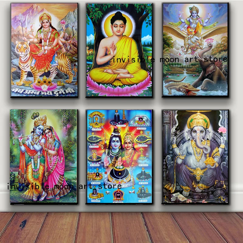 Религиозный индийский Будда индуистские боги лорд Шива портрет картина печать