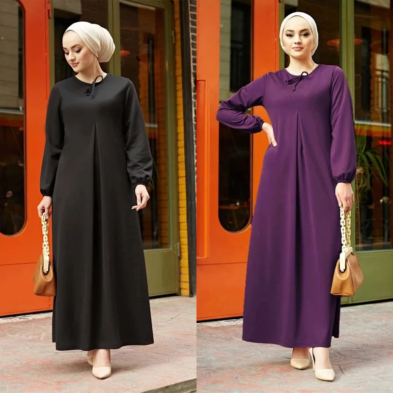 Мусульманское платье Wepbel, яркое однотонное платье-макси с эластичными манжетами, турецкий кафтан, кимоно, Дубайский Халат