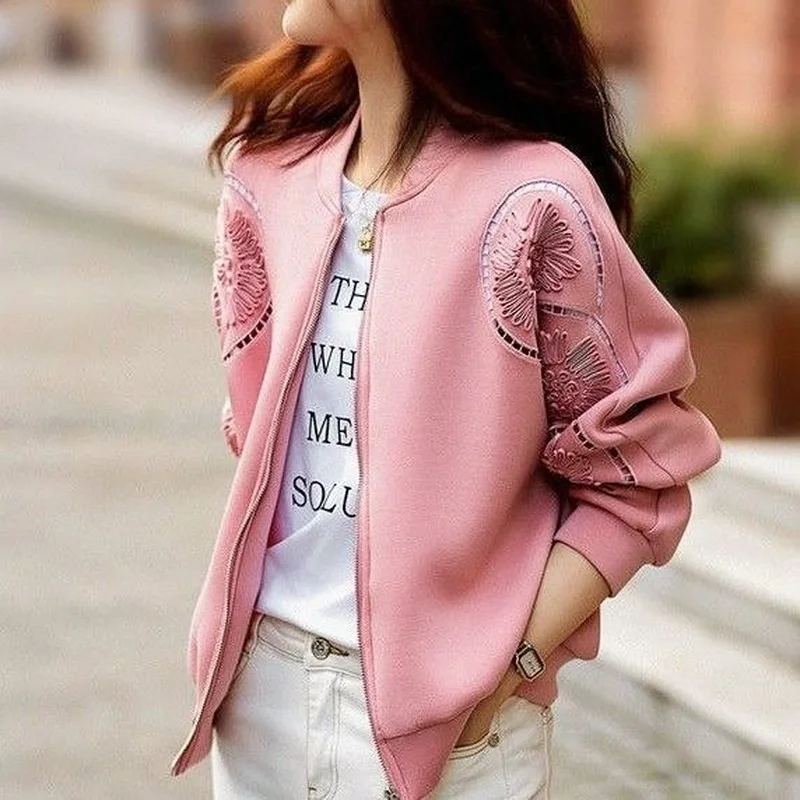 

Spring Casual Women Jacket Vintage Embroidered Baseball Uniform Coat Female Baggy Long Sleeve Jaquetas Mujer Woman Clothing E122