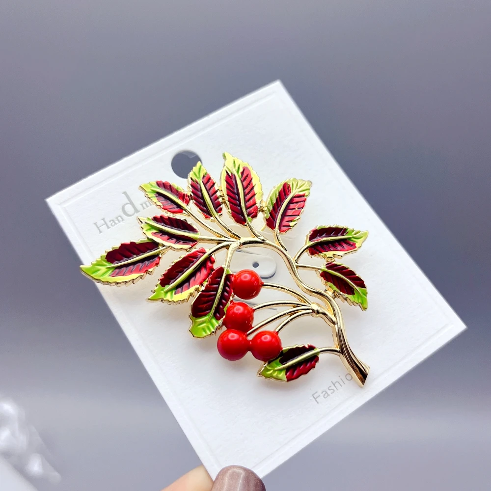 Прекрасные эмалированные листья броши с фруктами для женщин и мужчин 5 дизайнов