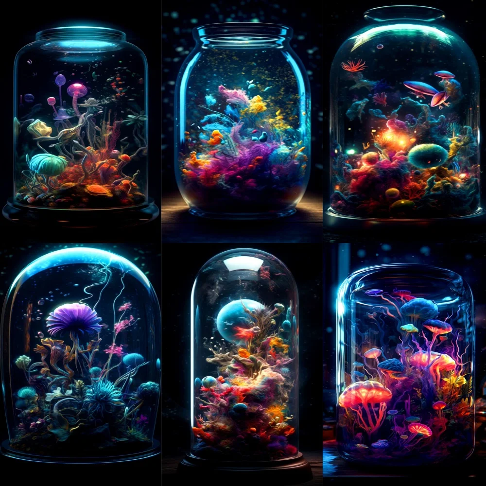 

DIY Diamond Painting Colored Glass Bottle Fantasy Luminous Plant Coral Seaweed Pattern Mosaic Cross Embroidery Living Room Decor