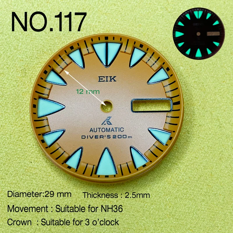 

NH36 Dial New Modified C3 Luminous Dial Watch Dial SKX007 Small Millimeter 28.5mm Abalone NH35 Dial Universal NO.117 seik