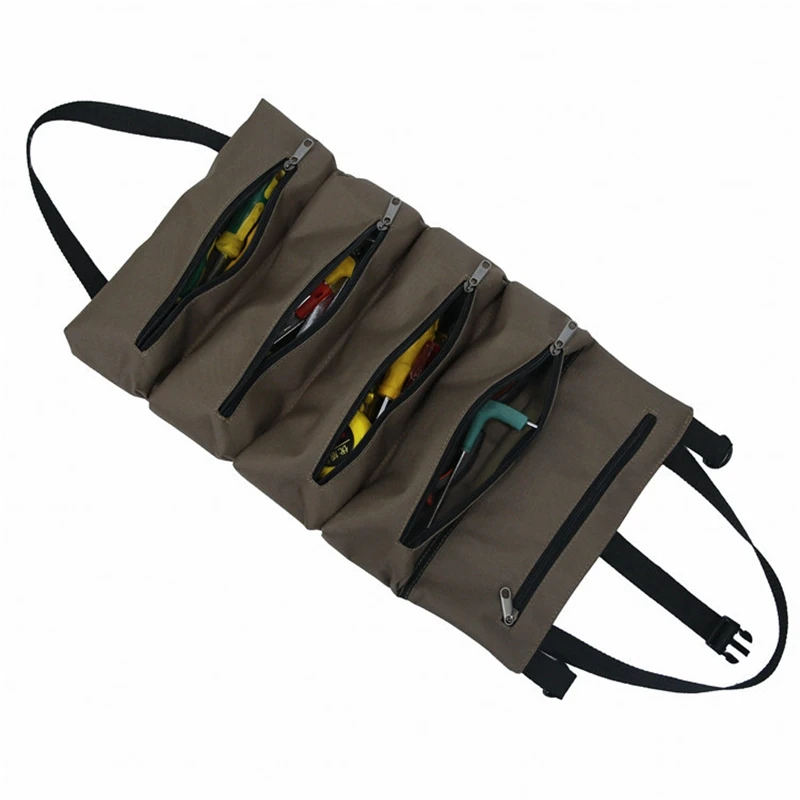 

Canvas Tool Roll Up Bag,Wrench Roll Up Tool Pouch Multi-Purpose, Canvas Tool Pouch For Motorcycle Carry Tools