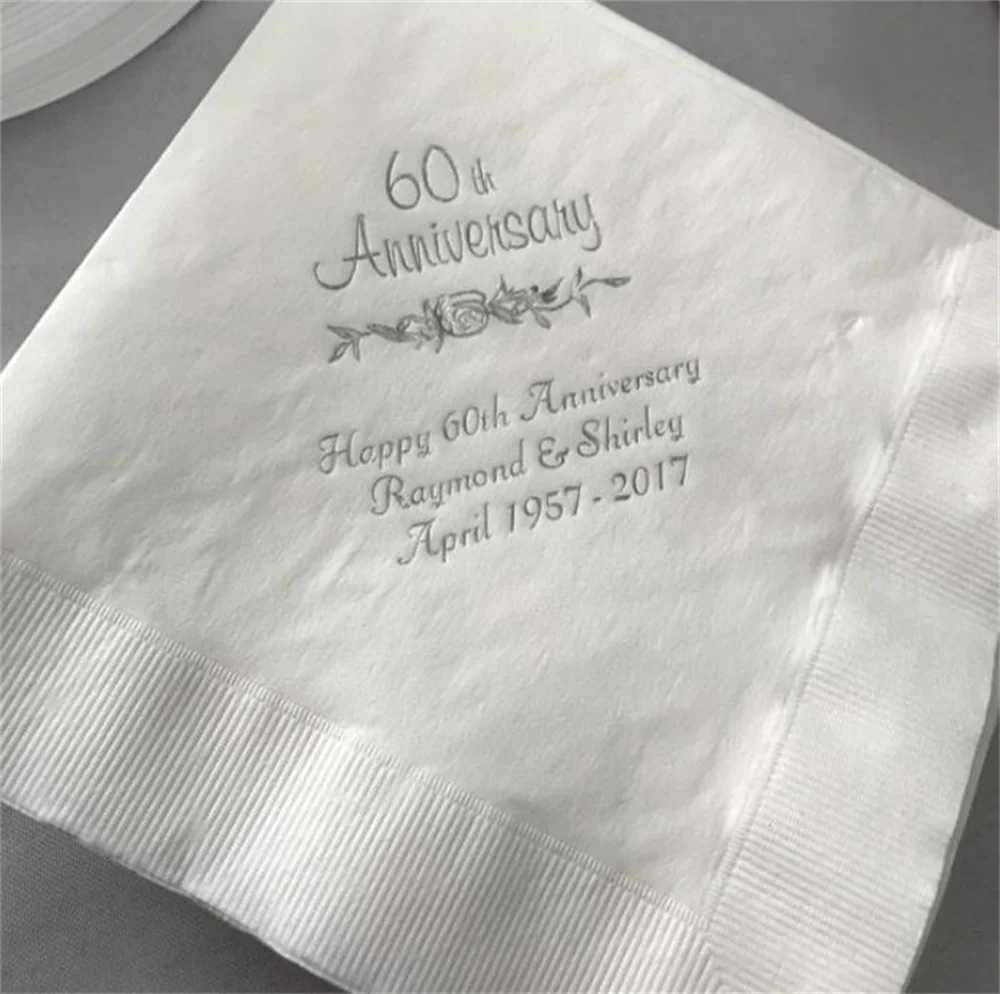 Салфетки на годовщину 60-летия набор персонализированных салфеток с принтом в