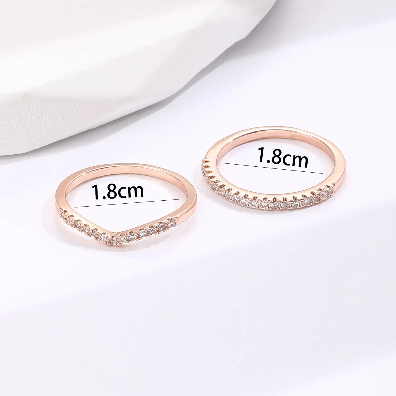 

New Hot sale Fashion Wave Shape Double Ring - Gold/Rose gold (Size 8)