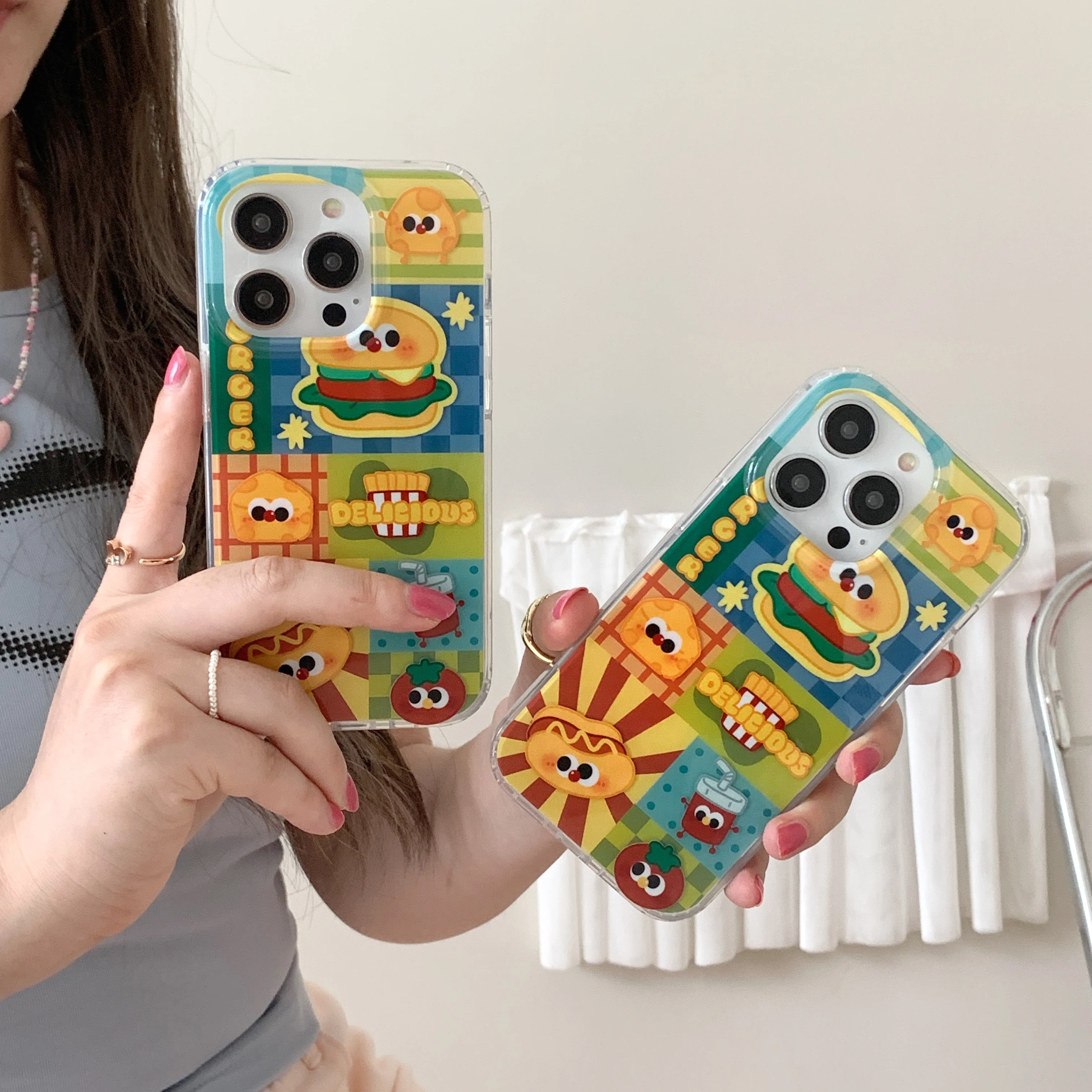 

Creative French Fries Burger Mini Qing New Fit Apple 14promax Cute iPhone 13 Minimalist 12 Fun 11 Cartoon Emotions
