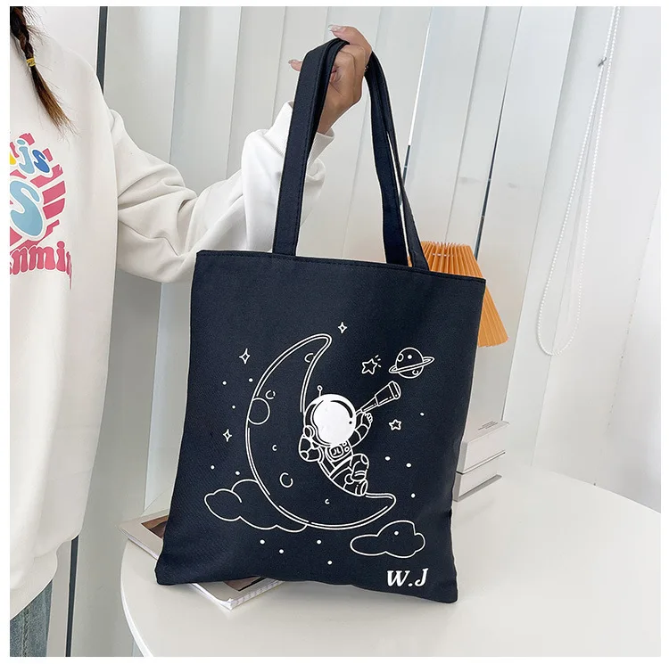 

Women's Totes Shopping Bag Light Zipper Shoulder Students Book Bags Casual Shopper Canvas Pouch Letter Print Handbags 36x33cm