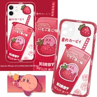 kawaii strawberry star kirby transparent soft shell apple silicone airbag anti fall phone case iphone 131211promax cartoon shell