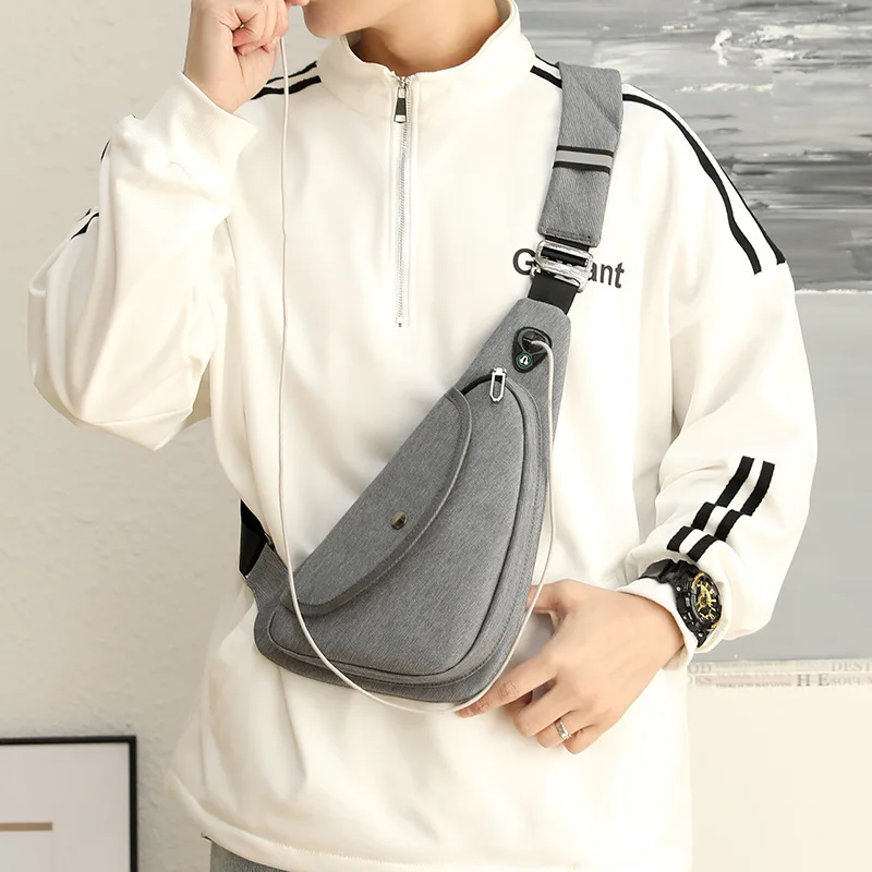 Fashion Small Anti Theft Chest Bag Fashion Crossbody Bags for Men Mini Travel Sport Bag with Earphone Jack Fathers Day Gifts