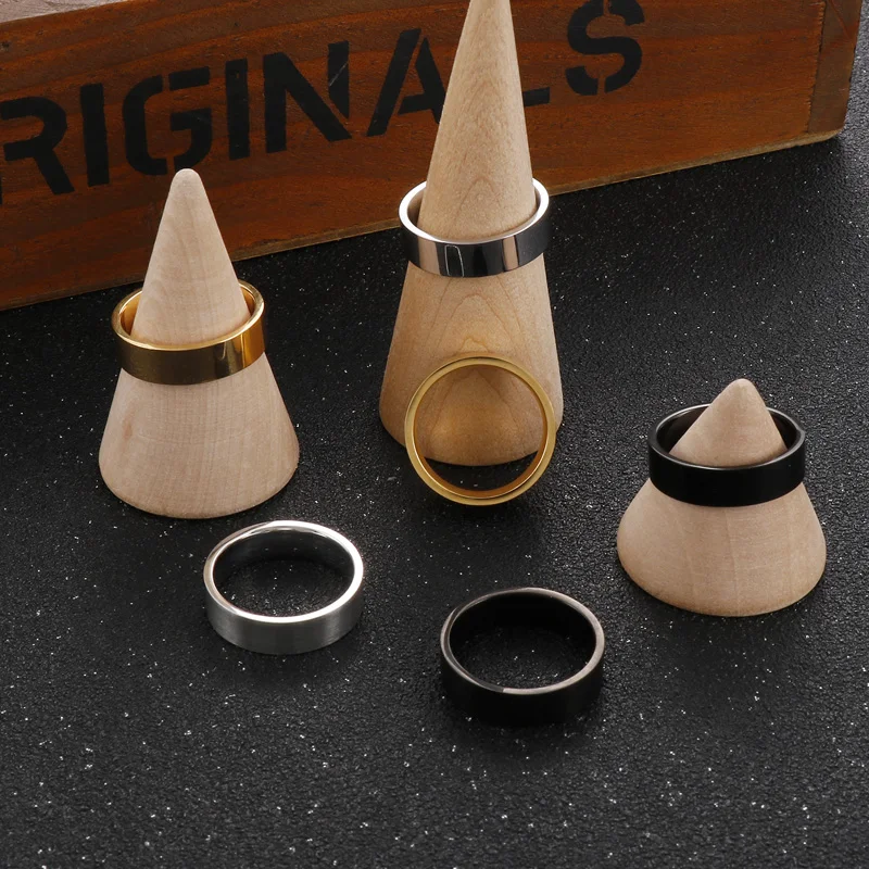 

6mm Width Black Gold Silver Color Wedding Surface Brushed Rings For Women Men Band Couples Stainless Steel Jewelry