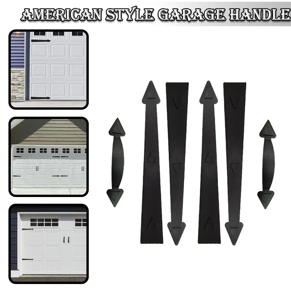 

6pcs/set Steel Door Handles Black Magnetic Warehouse Garage Door Hinges Handles Door DIY Decorative Kit Home Garden Tool