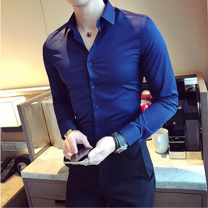 

2022 British Style Men's Business Leisure Long Sleeve Shirts/Male Slim Fit High Quality Dress Shirts Plus Size S-3XL