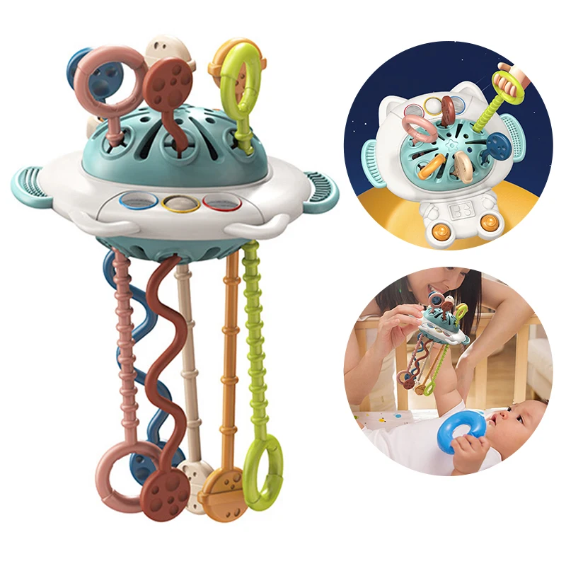 

6 in 1 Montessori Pull String Finger Grasp Training Cat Shaped Pull String Sensory Toys Early Learning Educational Activity Toys