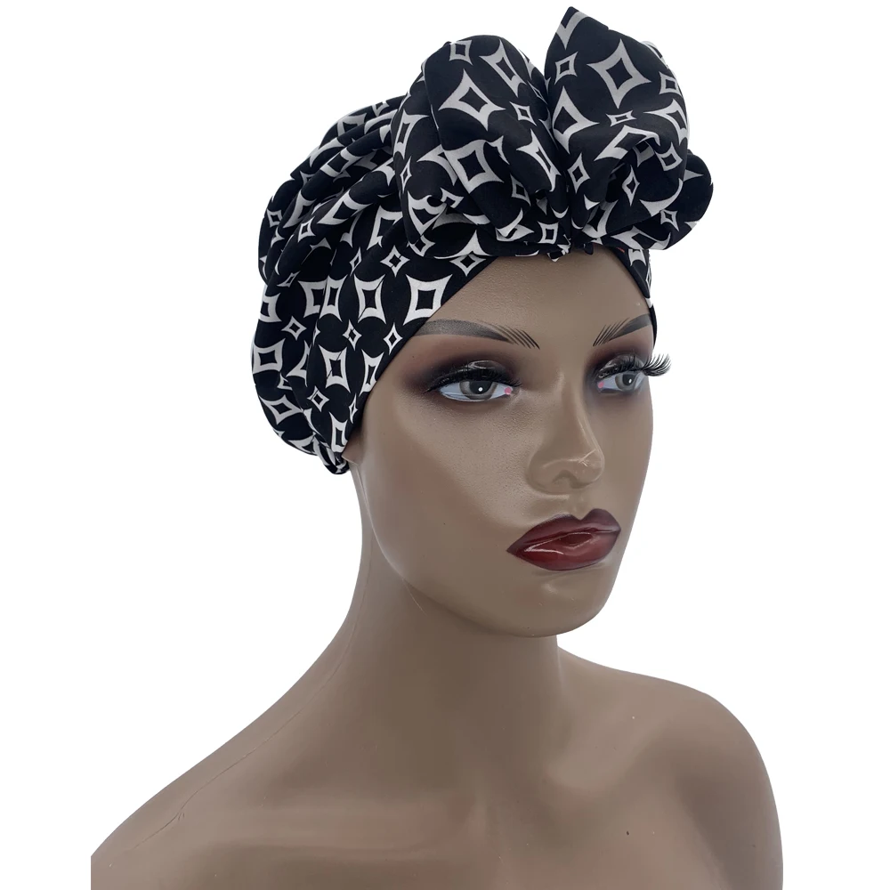 African Head Wraps Elegant Retro Turban for Women Muslim Headscarf Cap Soild Color Ladies Beanies Caps Muslim Headpiece images - 6