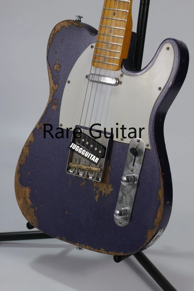 

Masterbuilt Heavy Relic Metallic Blue Tele Electric Guitar Alder Body, Maple Neck & Fingerboard, 3 Saddle Bridge,Vintage Tuners