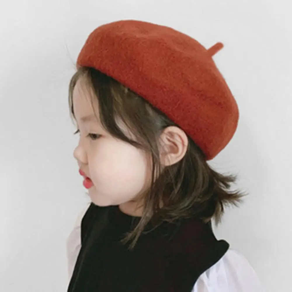 

Детская зимняя шапка, берет для девочек и мальчиков, теплая Детская шерстяная шапка, шапка художника во французском стиле, детский берет, Ре...