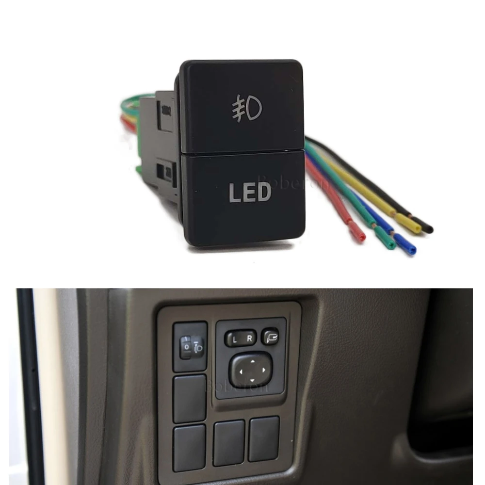 

Двойной кнопочный выключатель для автомобиля, внешний свет, задний свет, двойной переключатель, кнопка с проводом для Toyota Camry Corolla Prius PRADO