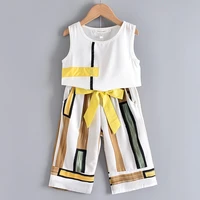 girls clothing kit ins style geometric print tank top striped wide leg pants two piece pants baby girl clothes