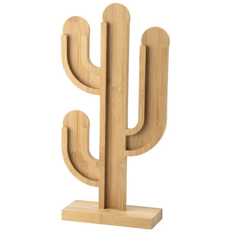 1 PCS Bamboo Rotating Capsule Coffee Storage Rack Display Stand Cactus Cup Type Dispenser