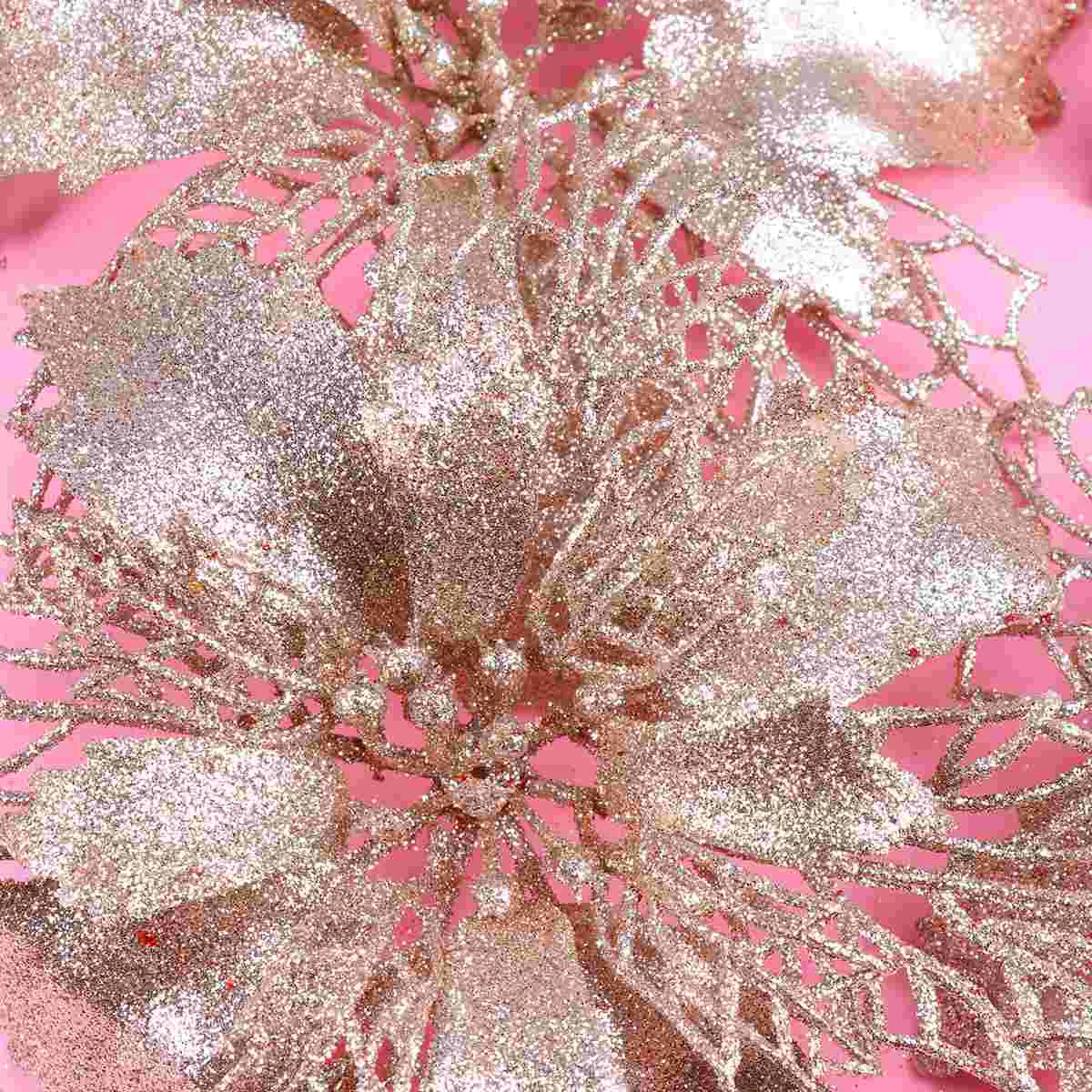 12 шт. блестящие пуансеттийские цветы полый фотоподвесной кулон (Шампань) |