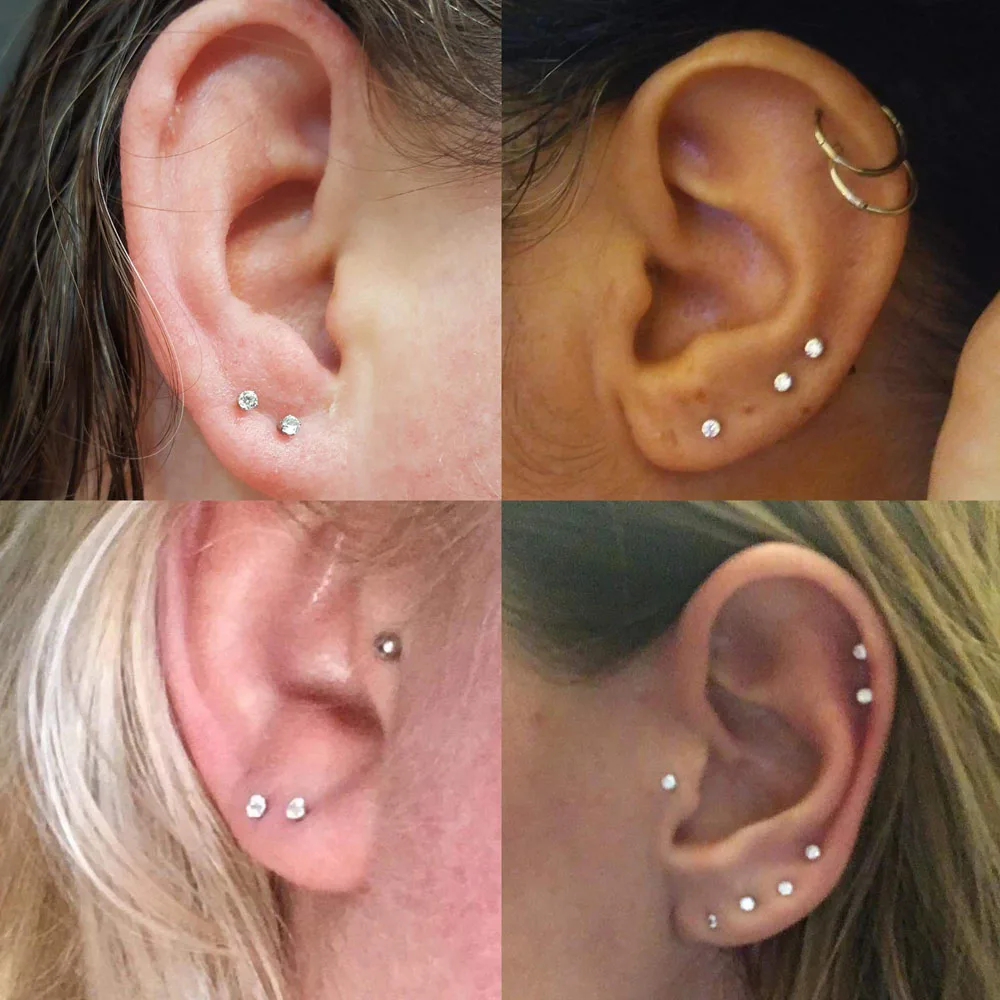 6 Пар Серег-гвоздиков Из Нержавеющей Стали 18 Г С Кубическим Цирконием Спиральные