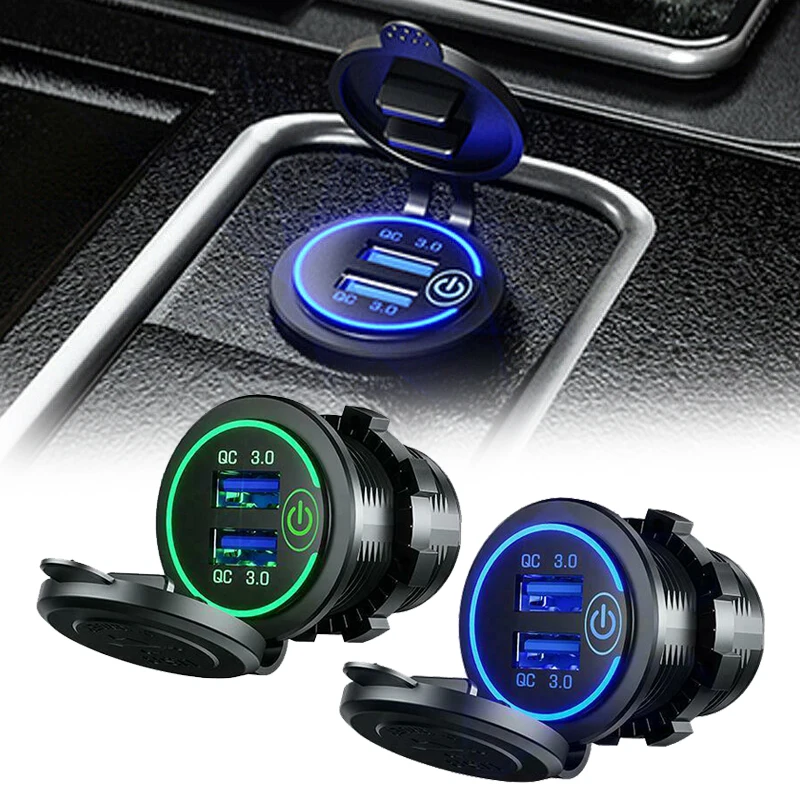 

Автомобильная водонепроницаемая розетка с двумя USB-портами и выключателем