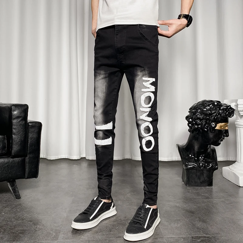 

Pantalon Homme Fashion Korean Summer Slim Fit Men Clothing 2022 Casual Jeans Pants Simple All Match Streetwear Denim Trousers 34