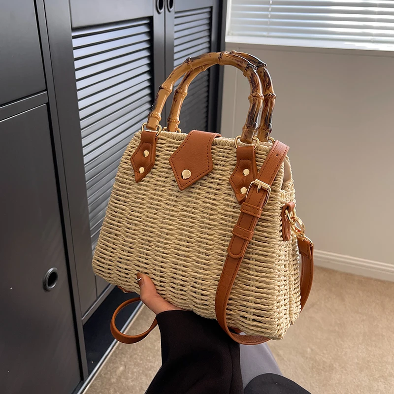 Straw Bags for Women 2023 Summer Rattan Bag Handmade Woven Beach Bag Bohemia Bali handbags tote bag shoulder crossbody bag purse