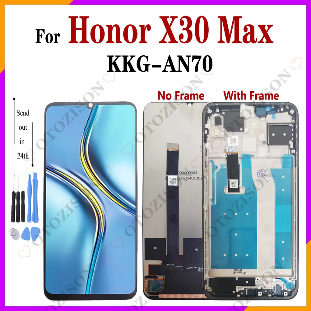 ЖК-дисплей 7,09 дюйма для Honor X30 Max, ЖК-дисплей с рамкой KKG-AN70, сенсорный дигитайзер в сборе, запасные части X30Max