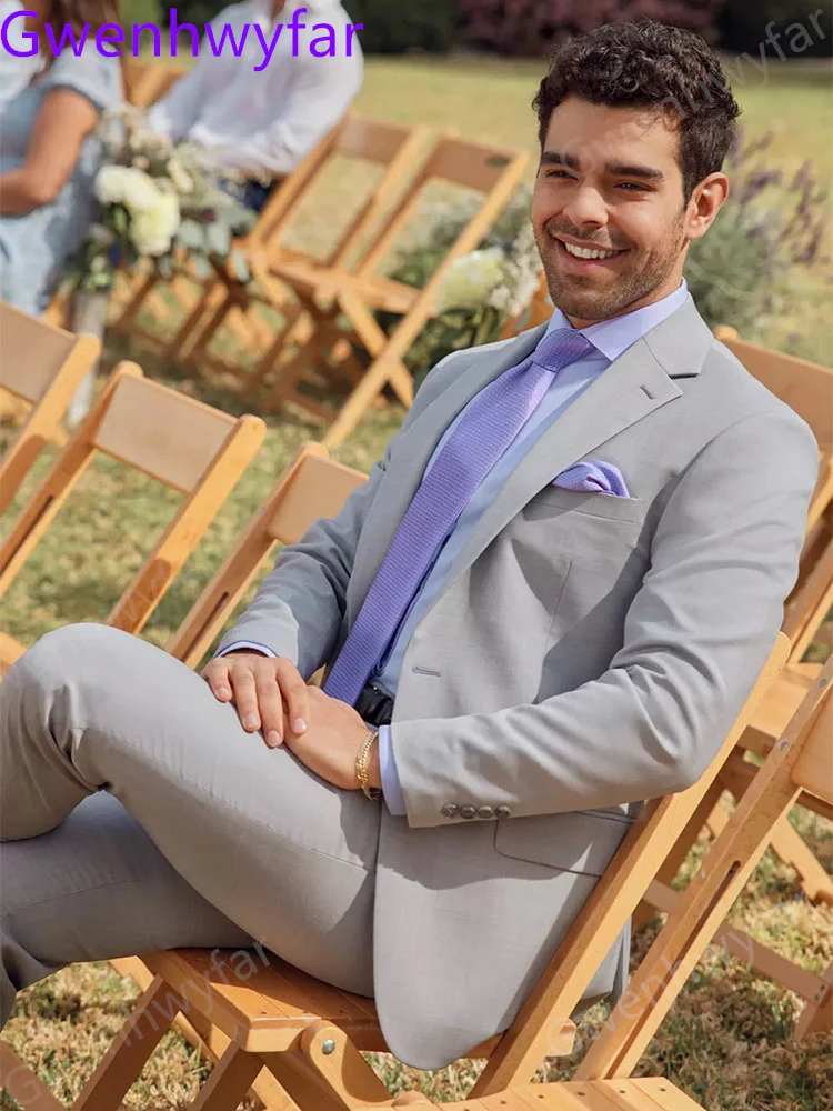 

Мужские свадебные костюмы Gwenhwyfar, костюм для жениха с лацканами и двумя пуговицами, бесплатная доставка, деловой костюм для мужчин