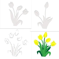 2022 new hot sale tulip floral layering stencils cut die diy painting scrapbook coloring embossing album decorate craft template