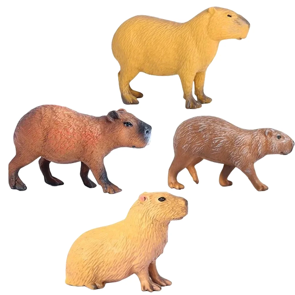 

4 Pcs Kids Craftsation Simulation Capybara Model Figurines Toddlers Number Capybaras Plastic Standing Ornament Child