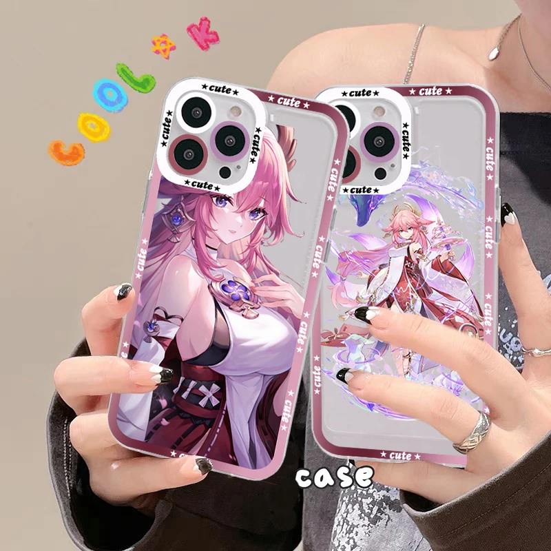 

Cute Anime Genshin Impact Yae Miko Phone Case for iPhone 11 12 13 Mini Pro Max 14 Pro Max Case shell
