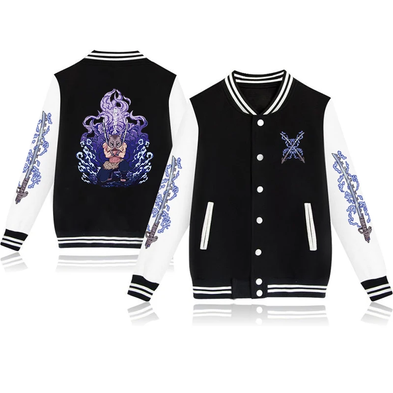 

Demon Slayer Inosuke Jackets Women Men's Couple Baseball Jacket Coat Autumn Streetwear