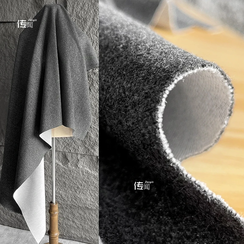 

Woolen Fabric Dark Gray Coat Windbreaker Clothing Designer Wholesale Cloth Diy Sewing By The Meters Material