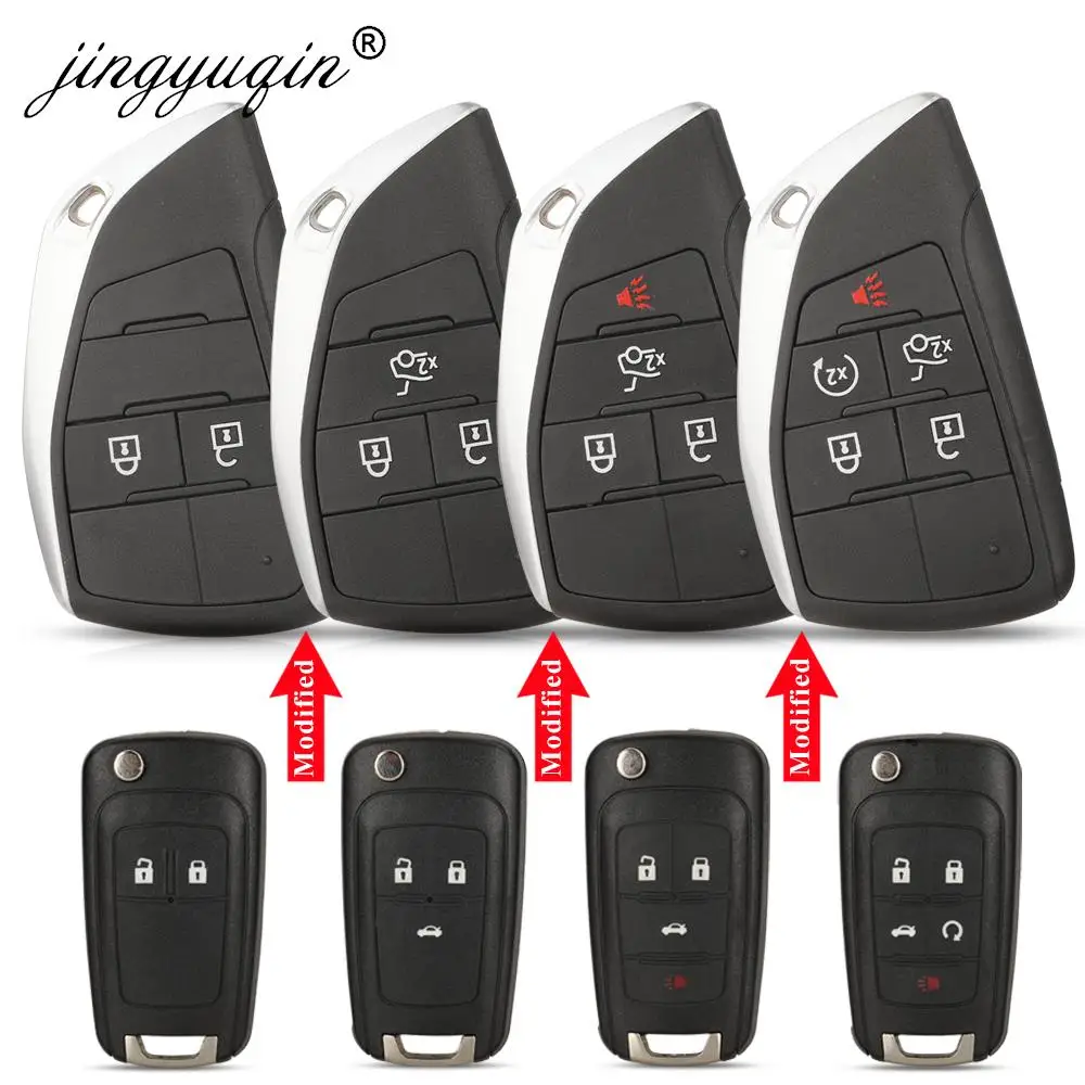 jingyuqin Modified Flip Remote Car Key Shell Case For Chevrolet Cruze Epica Lova Camaro Orlando Trax Impala Equinox Malibu Sonic