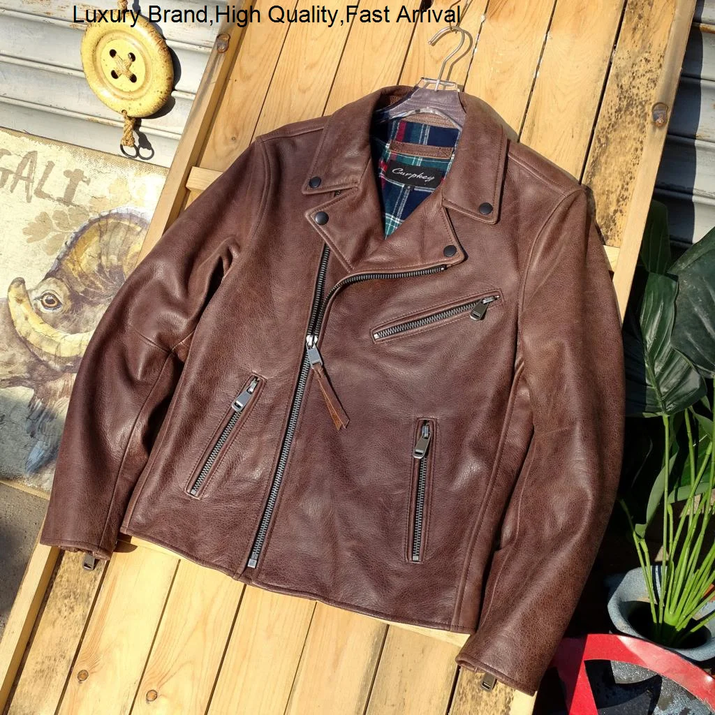 

Мягкая искусственная итальянская восковая воловья кожа Красивая Роскошная американская Повседневная Мужская подвеска кожаная куртка